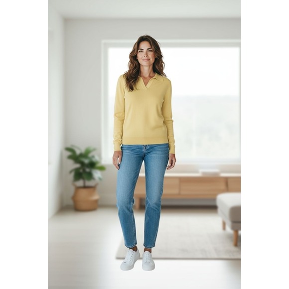 NWT Pendleton Yellow Silk Cashmere Long Sleeve Sweater V Neck Size XL - Picture 1 of 5